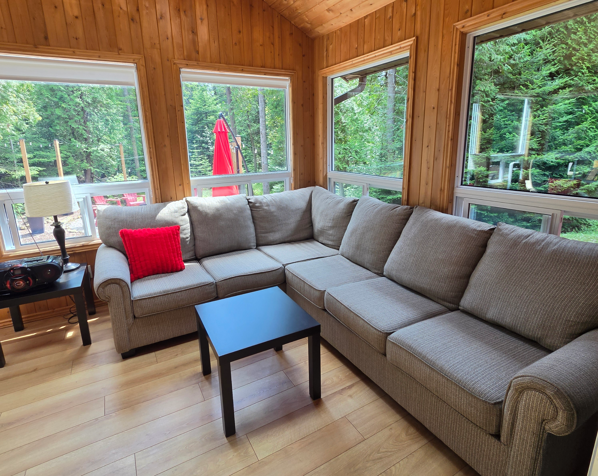 cozy lakeside cottage interior